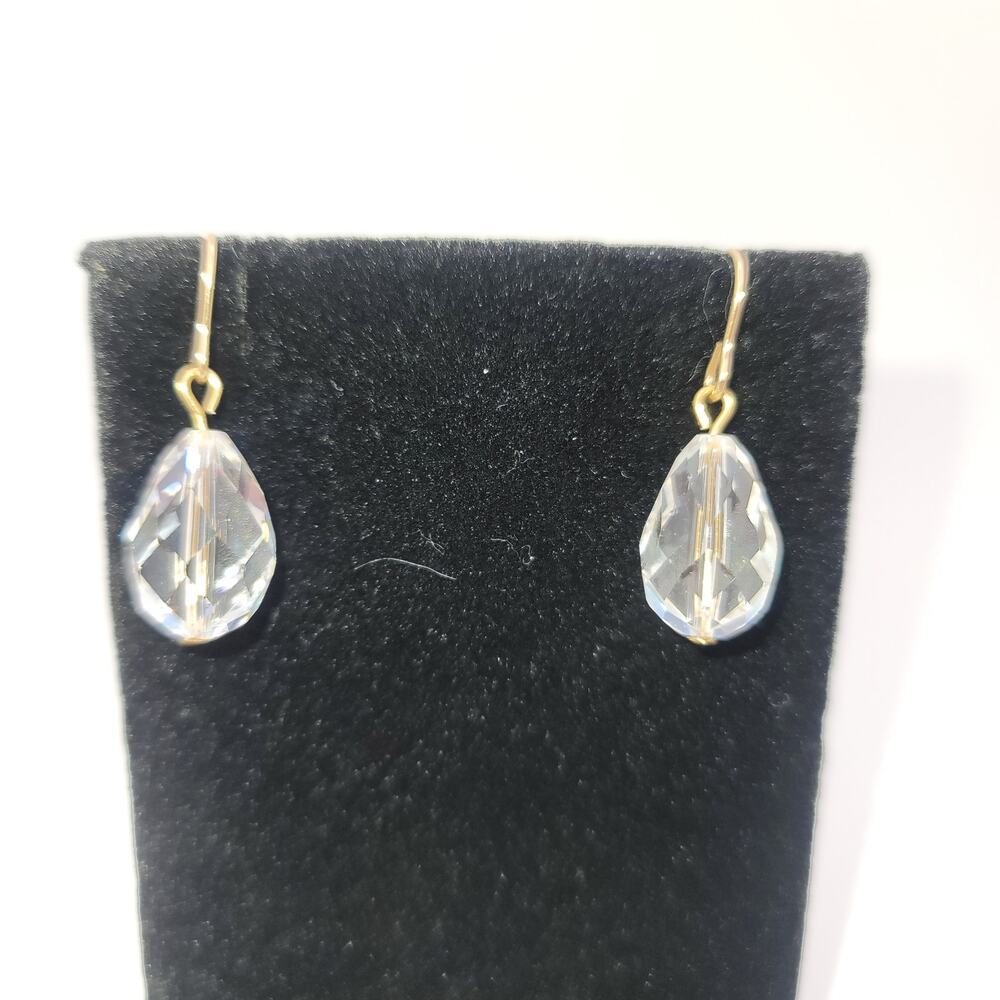 Vintage Crystal Clear Faceted & 14K Gold Filled French Hook Earrings